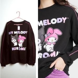 Sanrio Black Oversized Sweatshirt with Pink My Melody Graphic Size Avai: 2X/3X